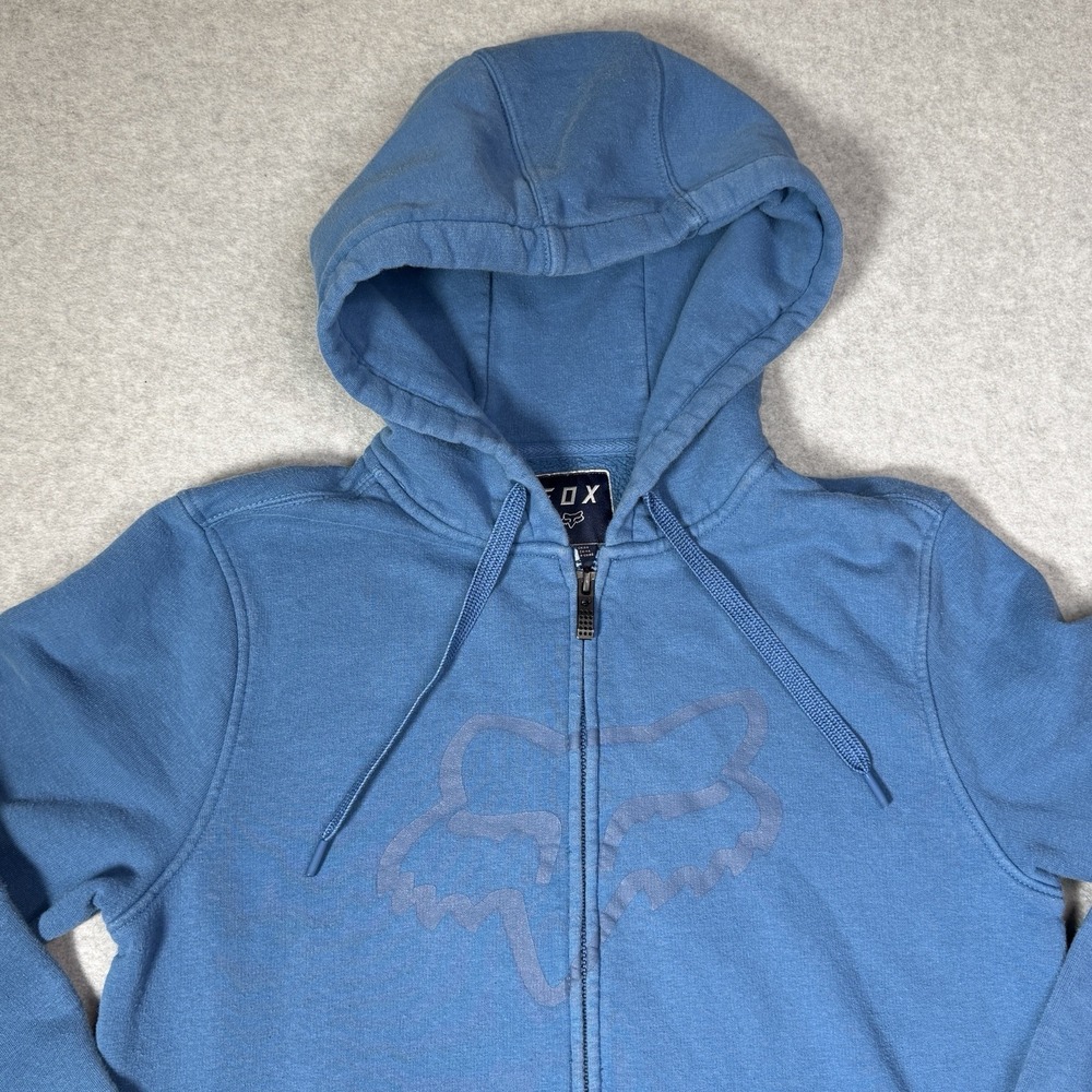 Vintage Y2K Fox Racing Full Zip Hoodie Sweatshirt Big Chest Logo Men's Small - Picture 2 of 11